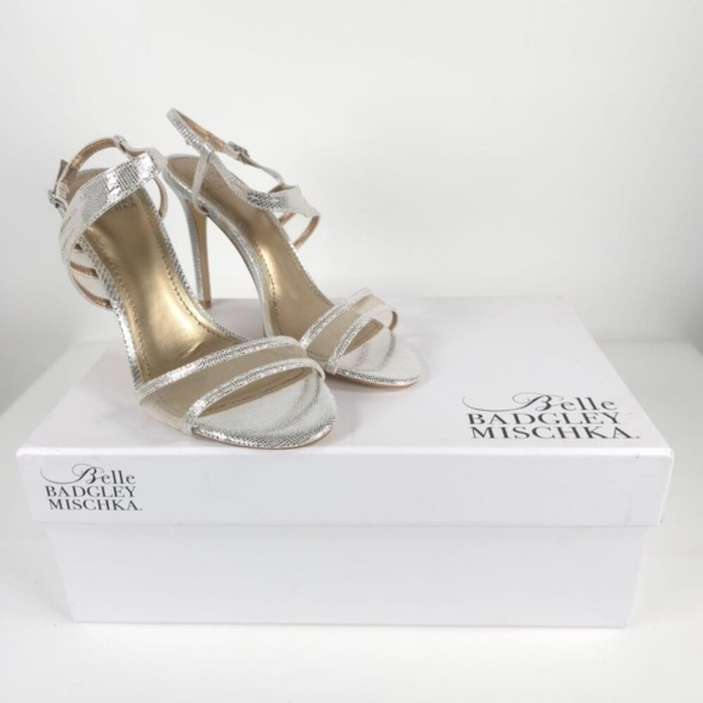 NWB BELLE BADGLEY MISCHKA NOVA SILMET Heel‎ Sandals Stunning Silver NB1140 Sz 6